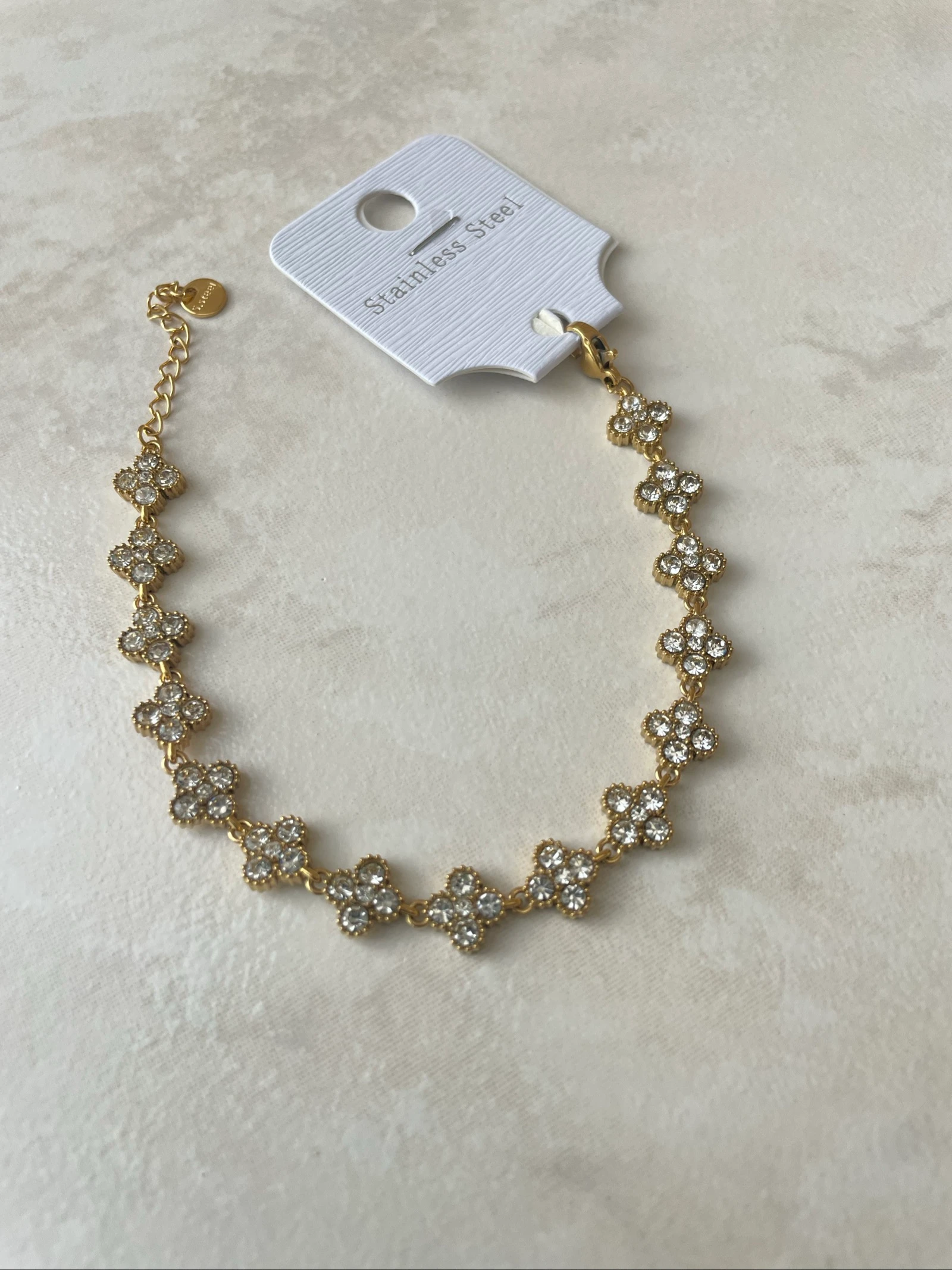 Pulsera de flor engarzada en acero inoxidable, – photo 2